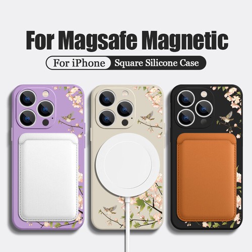 For iPhone 16 15 Pro Max 14 13 16e 12 11 MagSafe Flower Pattern Strap Case Cover - Picture 6 of 29