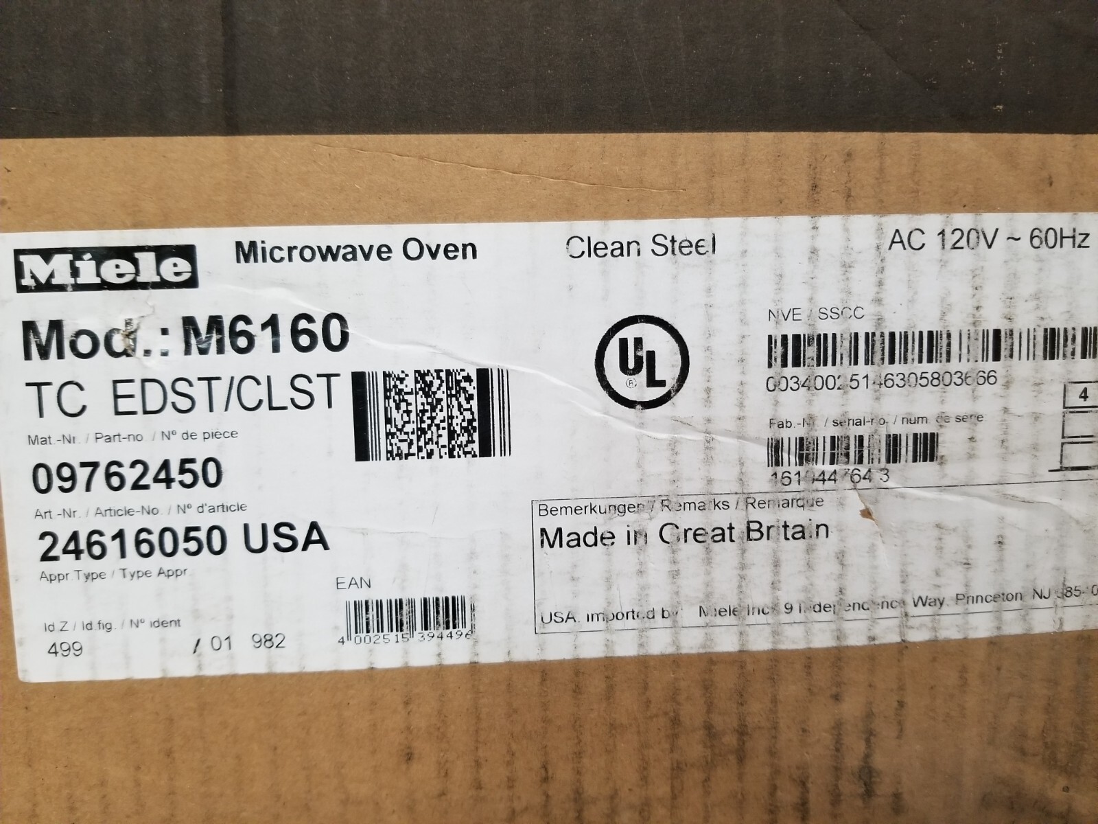 Miele ContourLine 24" Builtin Microwave Oven Clean Steel M6160TC eBay