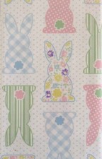 Easter Bunny Silhouette Appliques Vinyl Flannel Back Tablecloth Var Sizes