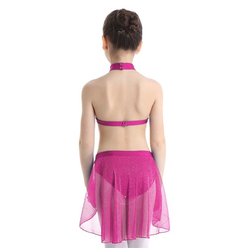 Kids Girls Latin Ballet Leotard Dress Lyrical Dance Outfit Performance Costume - Picture 26 of 67