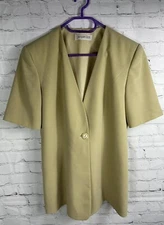 Jacques Vert Occasion Jacket Size 12 Short Sleeve Wedding Formal Beige