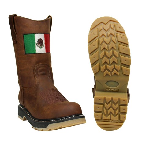 Men's Leather Cowboy Work Boots Steel Toe Bota De Trabajo Casquillo Mexico  | eBay
