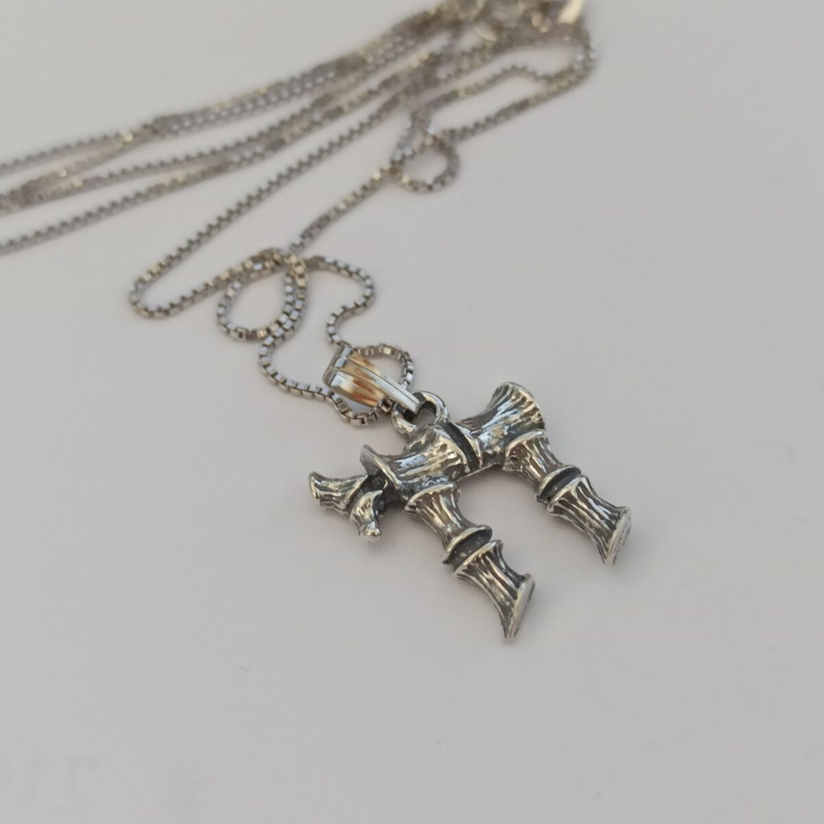 Men's Silver Chai Necklace Bamboo Pendant Vintage Hebrew Men's Silver Chai Necklace Bamboo Pendant Vintage Hebrew
