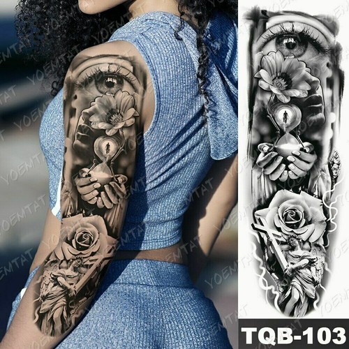 Large Arm Sleeve Tattoo Hourglass Rose Eye Waterproof Temporary Tatto Sticker Ebay Large Arm Sleeve Tattoo Hourglass Rose Eye Waterproof Temporary Tatto Sticker Ebay