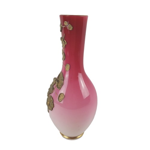Victorian Peachblow Glass Vase: Pink Enameled 10.5" Gold Gilt by Thomas Webb - Picture 2 of 9