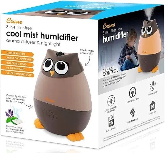 Увлажнитель Crane - Mini Owl 0,5 галлона холодный туман - коричневый - Изображение 3 из 4