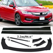 Front Bumper Lip Spoiler Splitter Glossy Black Extension For Honda Civic A