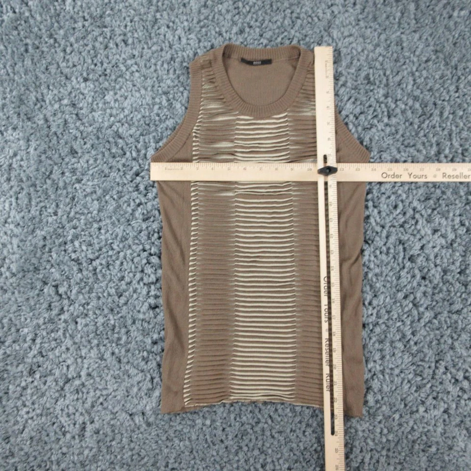 Hugo Boss Shirt Womens ES Medium Brown Stretch Narrow Sleeveless - Image 3 of 4