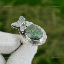 Natural Tibetan Turquoise Stackable Adjustable Ring 925 Silver For Girls