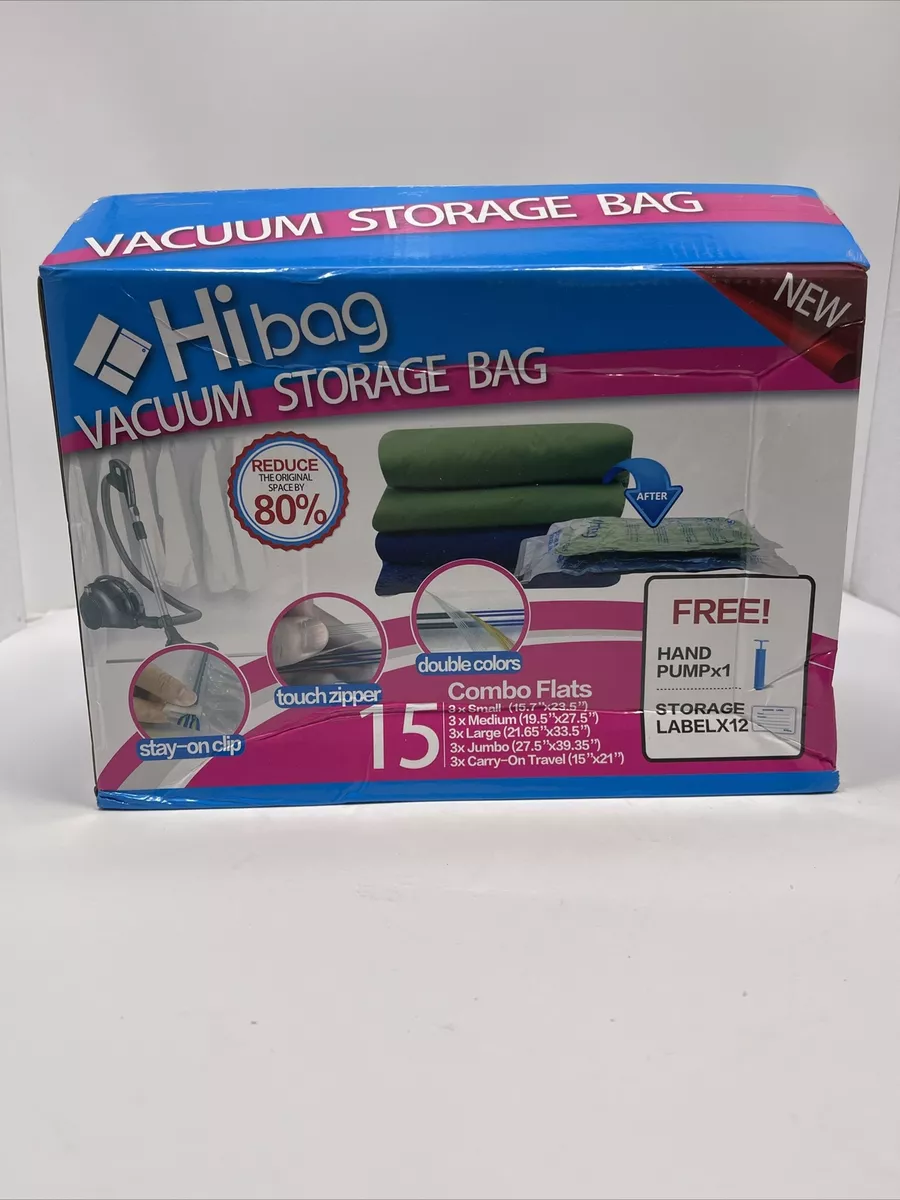 Hibag Space Saver Bags, 15-Pack Vacuum Compression Storage Bags