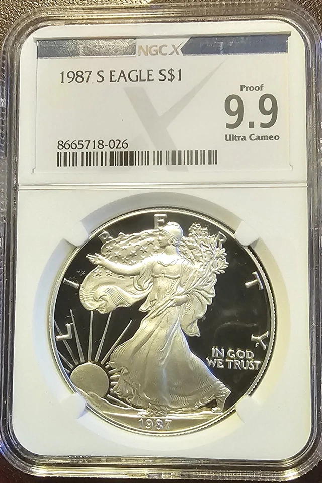 1987 S PROOF SILVER EAGLE NGC PF69 ULTRA CAMEO NGX Graded Proof 9.9 - Image 3 of 4