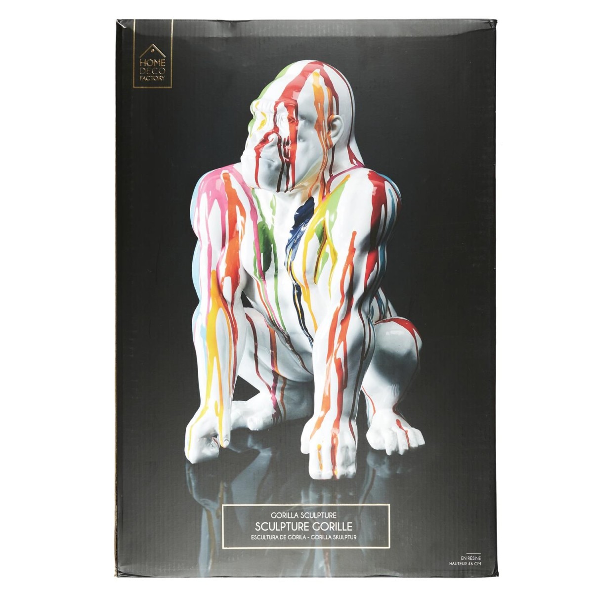 Statuette gorille rainbow originale de 46 cm, le cadeau idéal pour crémaillère