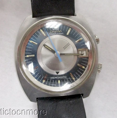 VINTAGE OMEGA AUTOMATIC SEAMASTER MEMOMATIC WATCH 166.072 BLUE DIAL 43mm MENS