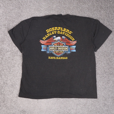 Vintage 80s 3D Emblem Harley Davidson Motorcycles Large Black T