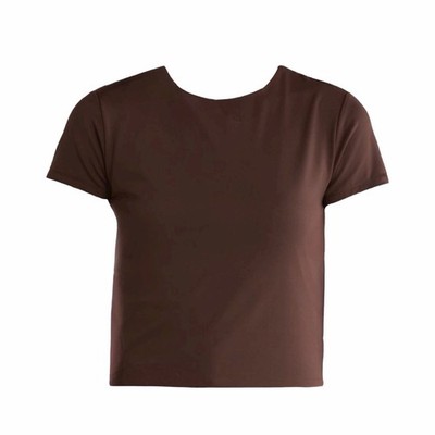 Muse Short Sleeve Crew Brown Stretch Tee - Large, NWOT