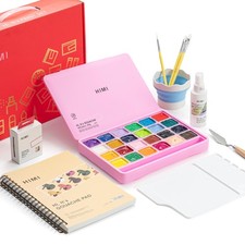 Deluxe 24 Colors Jelly Gouache Paint Gift Set   Complete Art Kit with Pad, Sp...