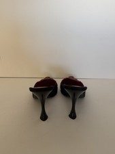 Vintage Moschino Heart Pointed Toe Mule Heels Red Black Designer Shoes 37.5