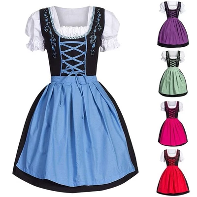 Women Oktoberfest Beer Maid German Bavarian Dirndl Cosplay Fancy Dress Costume