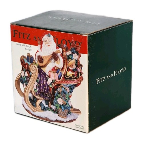Fitz & Floyd Santa with Sleigh Musical Jingle Bells Vintage 2002 Original Box - Picture 7 of 21