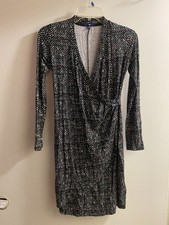 Gap Women’s Juniors Mini Dress M Medium Small Square Print Black Red Gray White