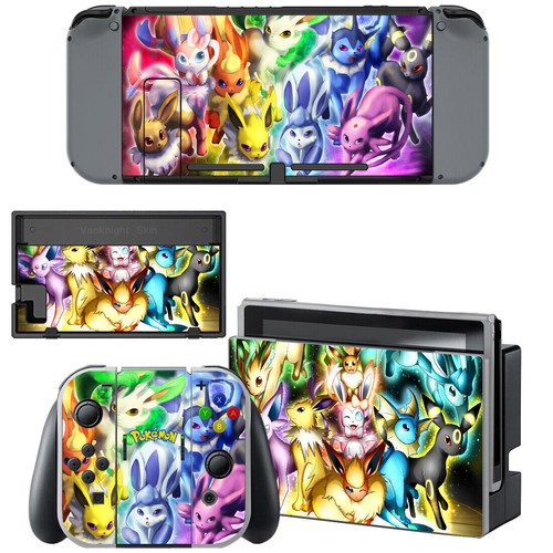 Nintendo Switch Lite Console Joy-Con Skin Decal Anime Pokemon Eevee Eeveelution - Picture 1 of 4