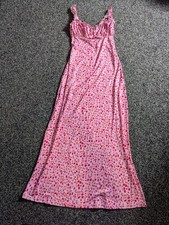 Floral Maxi Dress Size Small Pink Bodycon Cottagecore Boho Ruched Stretchy