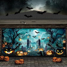 7X16 Ft Halloween Garage Door Cover Decorations Banner Castles Garage Door H