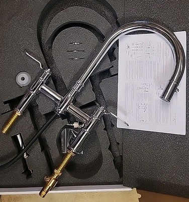 Perrin Rowe Armstrong U.4549HT-APC-2 Widespread Pull Down Bridge Kitchen Faucet
