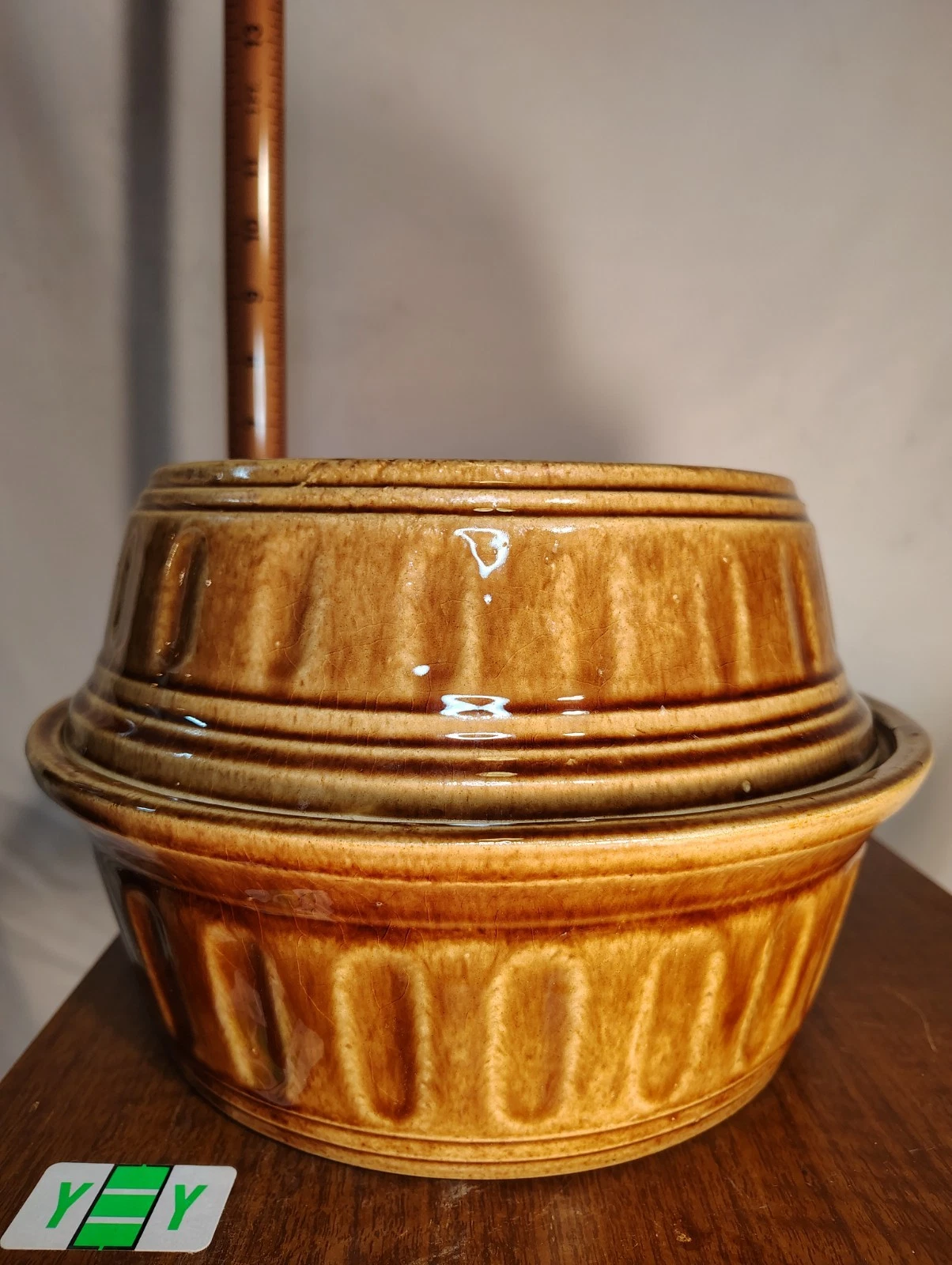Vntg 1940's USA McCoy Brown Pottery Dutch Oven, Covered Pot, Cottage core,...