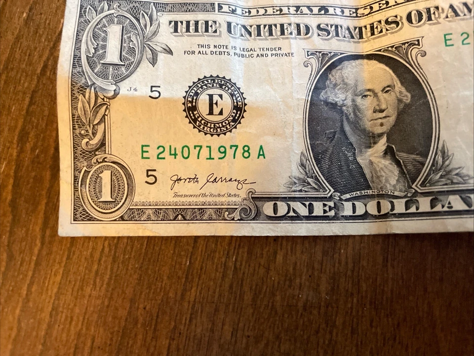 July 24, 1978 Birthday Note 1 Dollar Bill Series 2017 E24071978A Fancy Serial # - Image 3 of 4