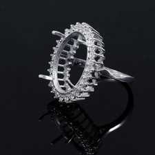 Semi Mount Ring Stone Setting Size 16X12 MM Oval Shape 925 Sterling Silver Ring