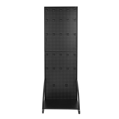 Mobile Pegboard Stand 23.7x66in, 66lb Rating, 30 Hooks, Thick Steel, Black