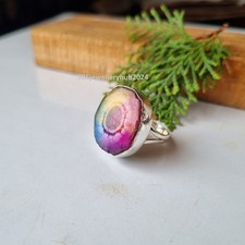 Cute Rainbow Solar Quartz Gemstone Ring 925 Sterling Silver Designer Ring PG6465