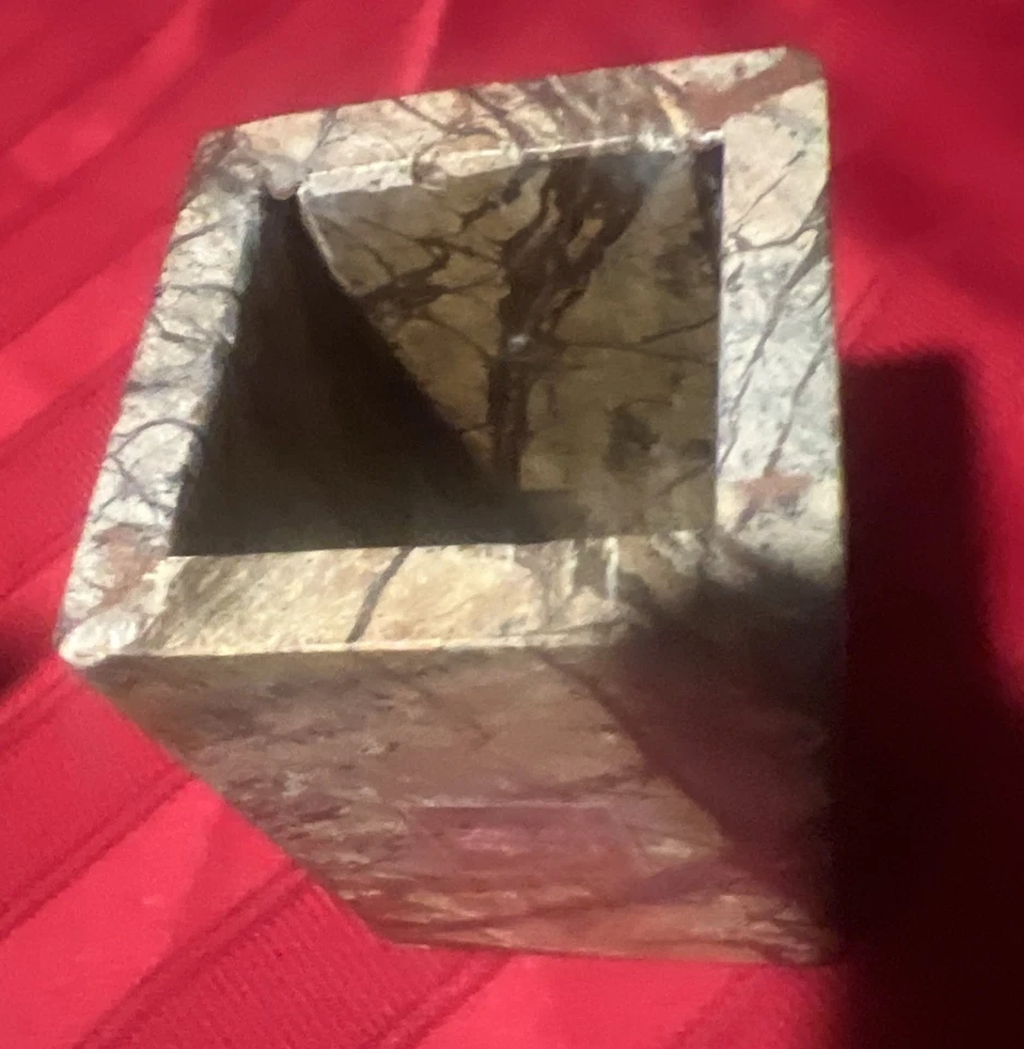 Tocador de baño de mármol genuino marrón tostado cepillo de dientes maquillaje soporte para cepillo Foto 2 de 4