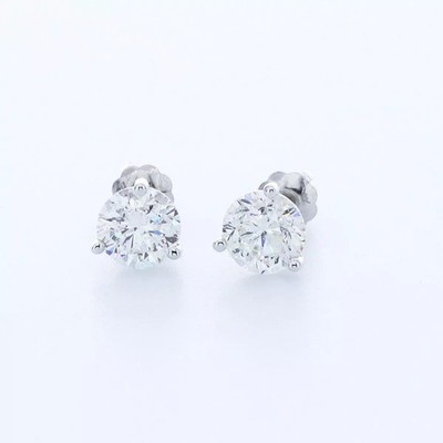 Ohrstecker massiv 14K Weißgold klassisch rund 1,78 ct natürlicher Diamant H SI2