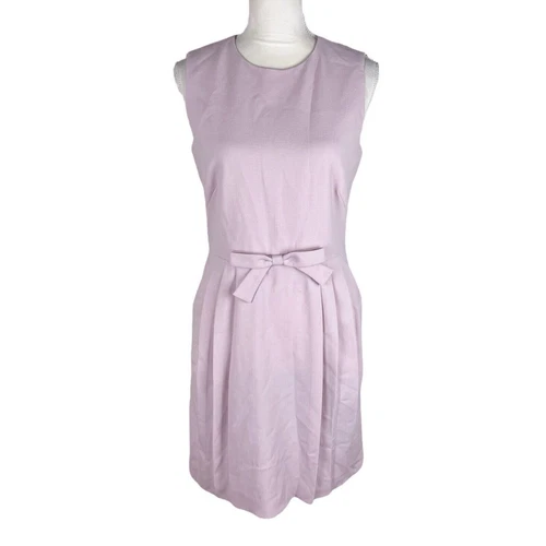 Abito rosso Valentino misto lana rosa senza maniche San Valentino fiocco vita zip taglia 44