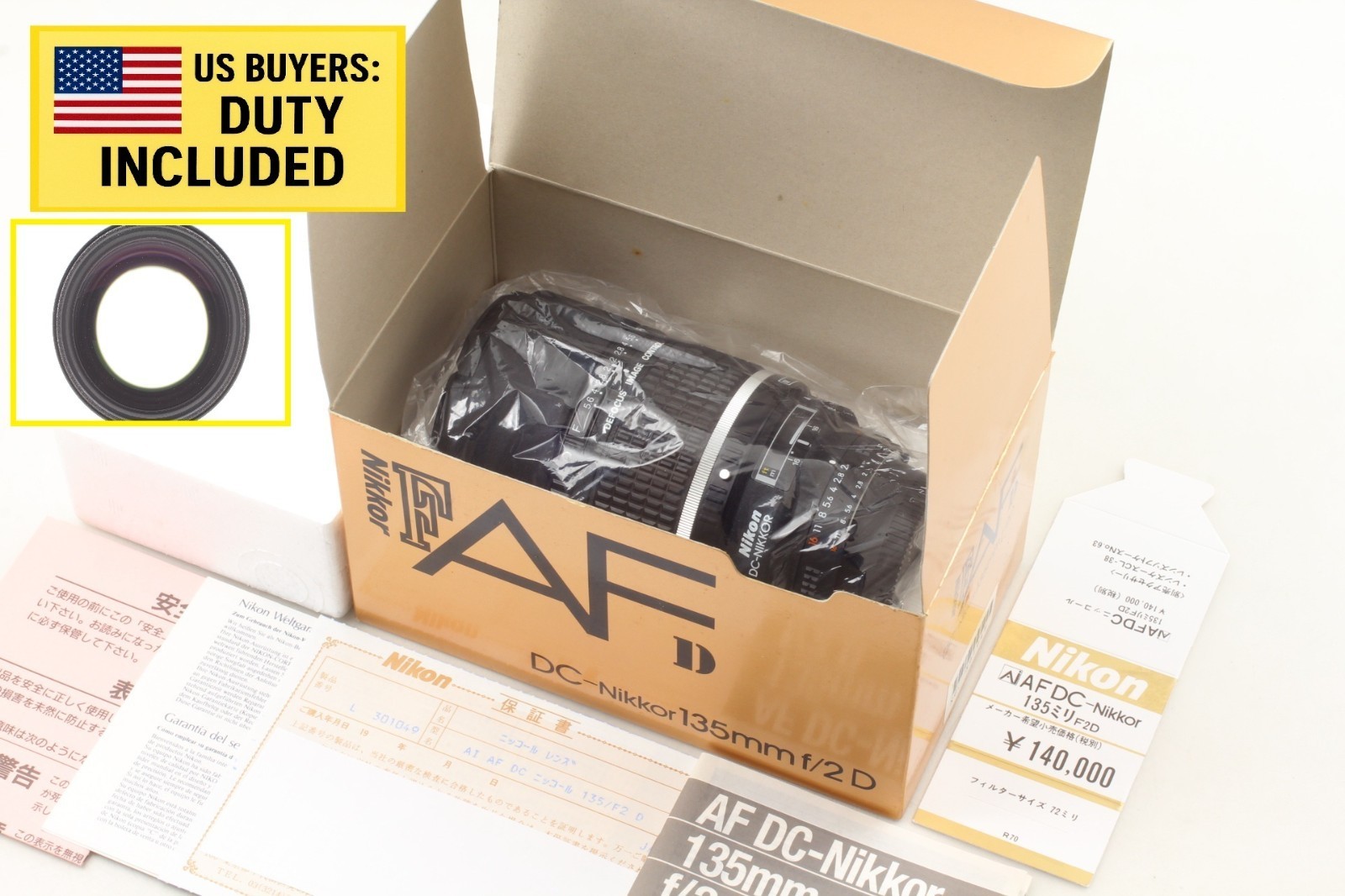 [TOP MINT in Box] Nikon AF DC Nikkor 135mm F/2 D Lens for Film Camera from JAPAN