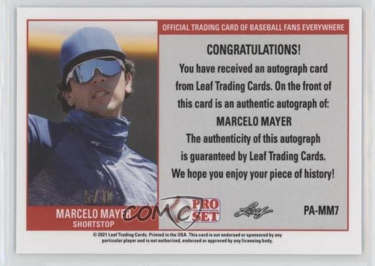 2021 Leaf Pro Set Metal 1989 Green Rainbow /10 Marcelo Mayer #PA-MM7 Auto - Image 2 of 2