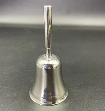 Vintage Small Silverplate Dinner Bell Polished Working Clacker Yoga Meditation