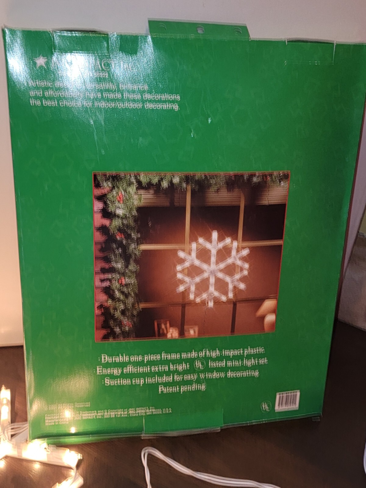 Vtg Christmas Light Up Wall Window Snowflake JMC Impact Holiday