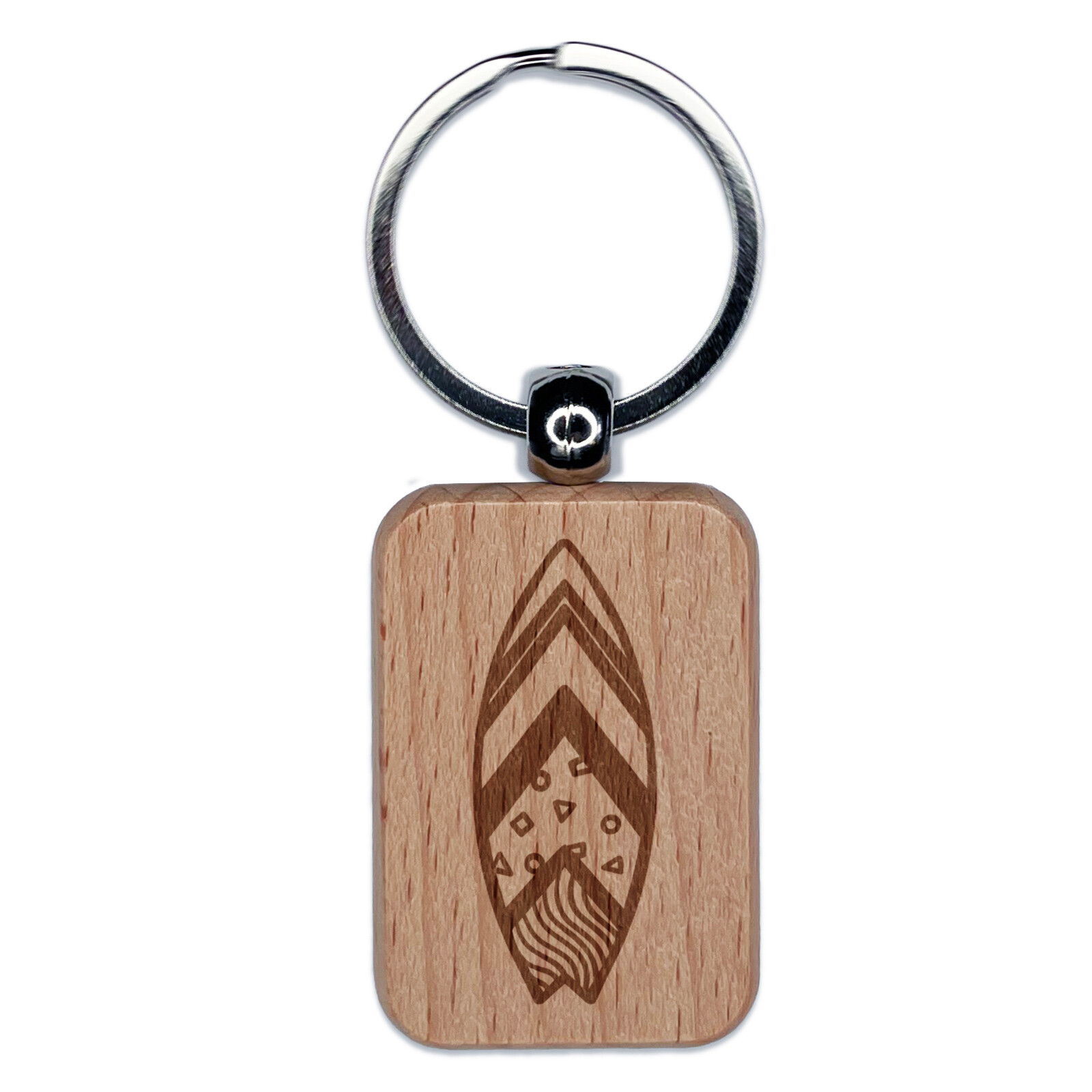 Summer Beach Surfboard Engraved Wood Rectangle Keychain Tag Charm