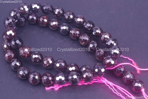 Faceted Natural Dark Red Garnet Gemstone Round Beads 4mm 5mm 6mm 8mm 10mm 15.5" - Picture 4 of 15