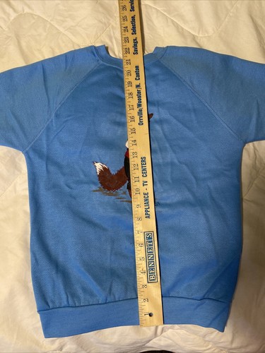 VTG 80s Spencers Gifts Large Blue Fleece Shirt  Sweatshirt Fox 100% acrylic - Picture 7 of 12