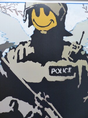 DEATH NYC ''GERAHMT'' Lithografie ltd. Edition of  ''Banksy Police'' 3D Siegel u COA