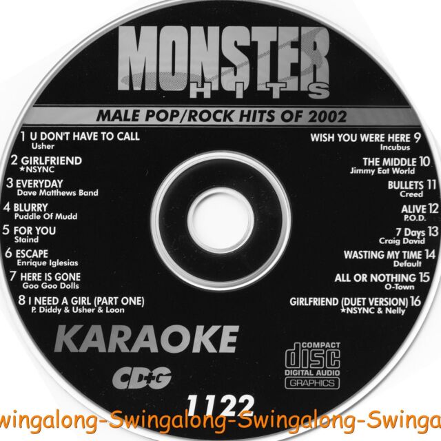 MALE POP/ROCK 2002 MONSTER HITS KARAOKE CD+G VOL-1122 NEWIn White Sleeve