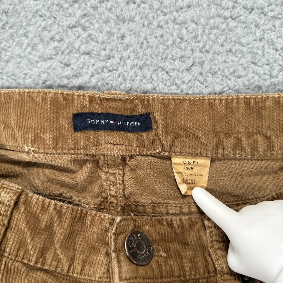 Tommy Hilfiger Pants Womens 26 Brown City Fit Corduroy Vintage Matchstick Cotton - Image 3 of 4