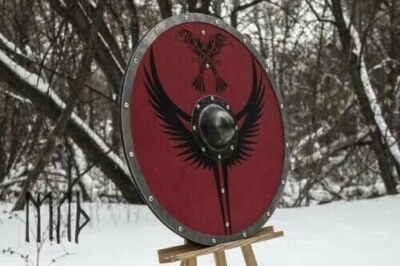 Medieval Larp Warrior Wood & Steel Viking Round Shield Armor Templar Handmade