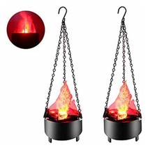 2Pcs LED Artificial Fake Fire Flame Lamp Hanging  Table Christmas Party Light
