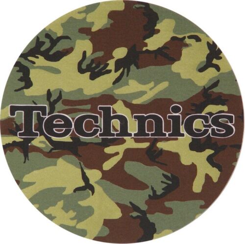Technics Logo DJ Slipmats (pair, Camo Green felt with black logo print) - Picture 2 of 2