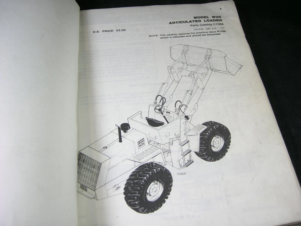 CASE W26 Articulated Loader Tractor Parts Manual Book Catalog  - Image 2 of 4
